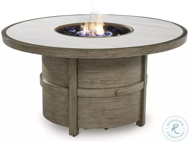 Rainier Ranch Beige Outdoor Fire Pit Table Set from Ashley