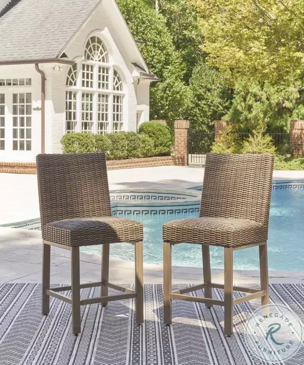 Walton Bridge Driftwood Outdoor Bar Stool Set Of 2