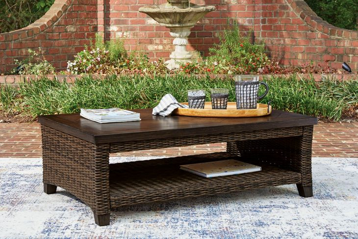 Drakes Beach Dark Brown Rectangular Outdoor Occasional Table Set
