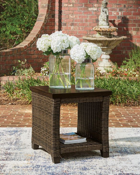 Drakes Beach Dark Brown Square Outdoor End Table