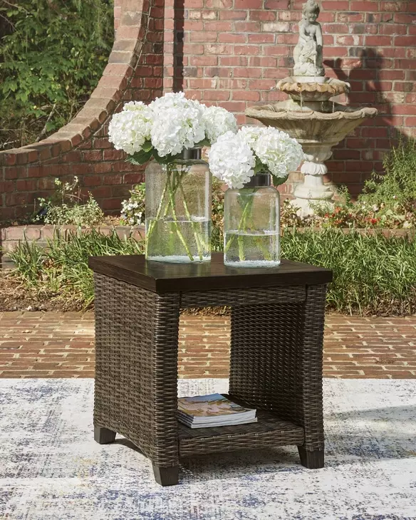 Drakes Beach Dark Brown Square Outdoor End Table