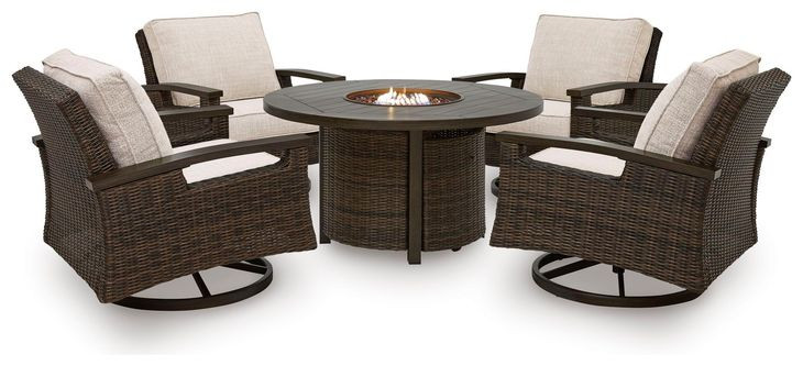 Drakes Beach Dark Brown 48" Round Outdoor Fire Pit Table