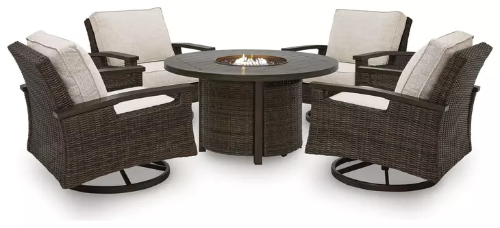 Drakes Beach Dark Brown 48" Round Outdoor Fire Pit Table