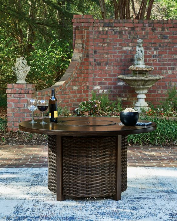 Drakes Beach Dark Brown 48" Round Outdoor Fire Pit Table