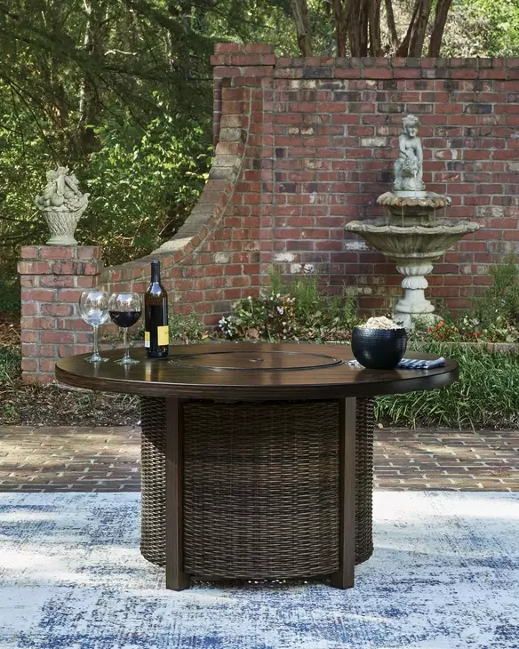 Drakes Beach Dark Brown 48" Round Outdoor Fire Pit Table
