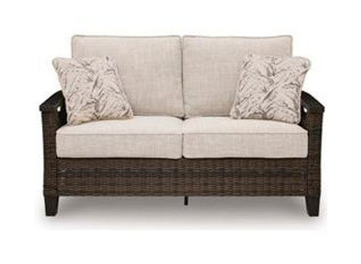 Drakes Beach Beige Performance Fabric 59" Outdoor Loveseat with Cushion