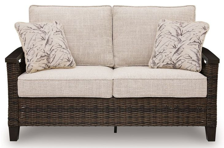 Drakes Beach Beige Performance Fabric 59" Outdoor Loveseat with Cushion