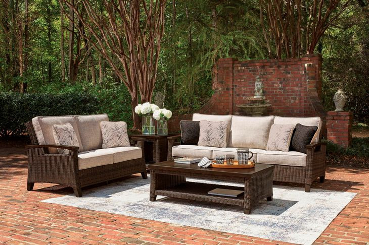 Drakes Beach Beige Performance Fabric Outdoor Living Room Set