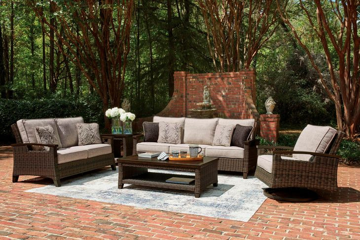Drakes Beach Beige Performance Fabric Outdoor Living Room Set