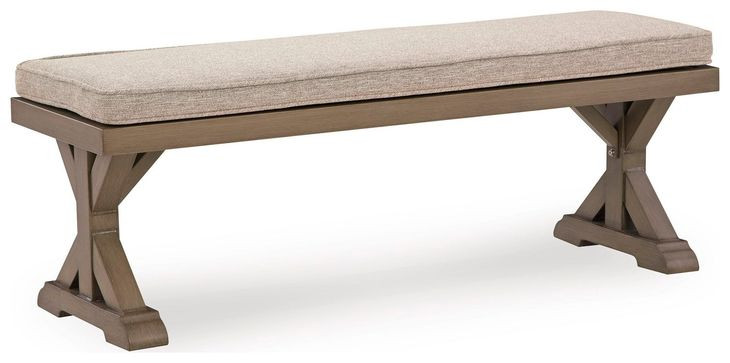 Carmel Bay Beige Bench with Cushion