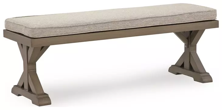 Carmel Bay Beige Bench with Cushion