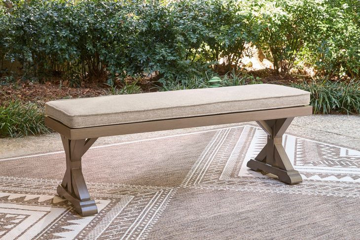 Carmel Bay Beige Bench with Cushion