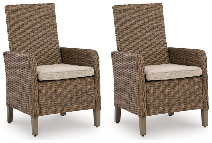Carmel Bay Beige Arm Chair with Cushion Set of 2