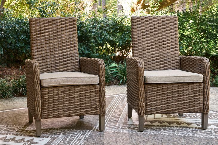 Carmel Bay Beige Arm Chair with Cushion Set of 2