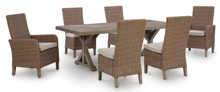 Revare Beach Beige 7-Piece Patio Dining Set with 6 Chairs
