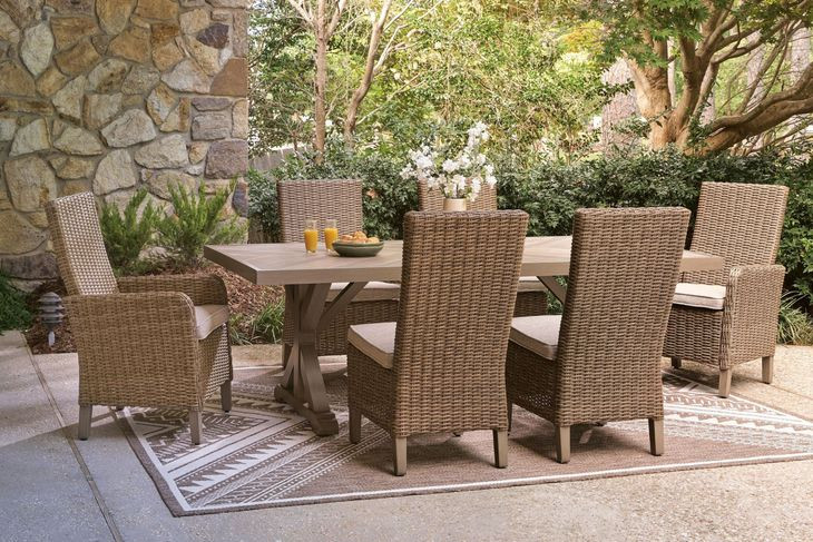 Revare Beach Beige 7-Piece Patio Dining Set with 6 Chairs