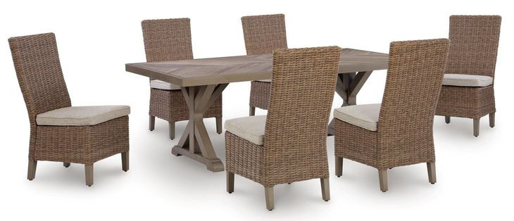 Revare Beach Beige 7-Piece Patio Dining Set with 6 Side Chairs