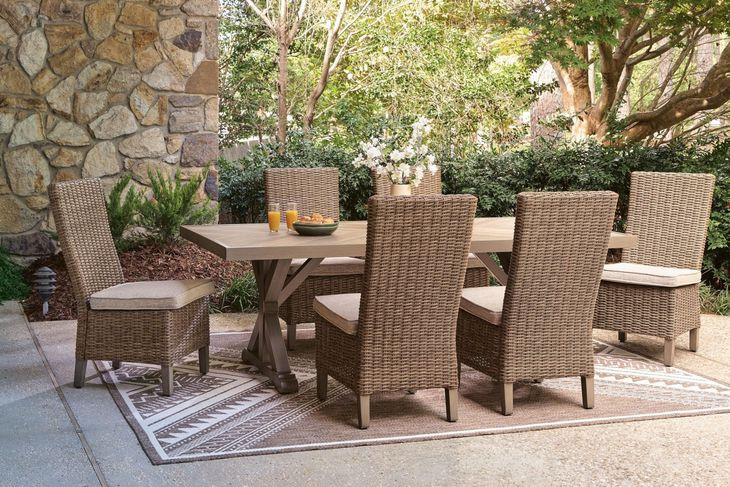Revare Beach Beige 7-Piece Patio Dining Set with 6 Side Chairs