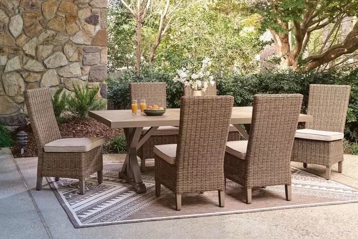 Revare Beach Beige 7-Piece Patio Dining Set with 6 Side Chairs