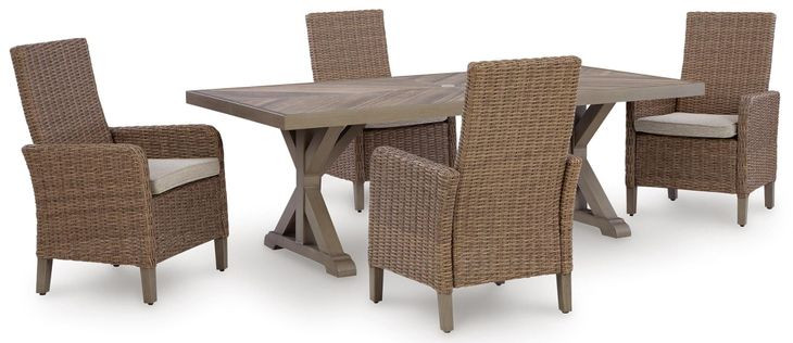 Revare Beach Beige 5-Piece Patio Dining Set with 4 Arm Chairs