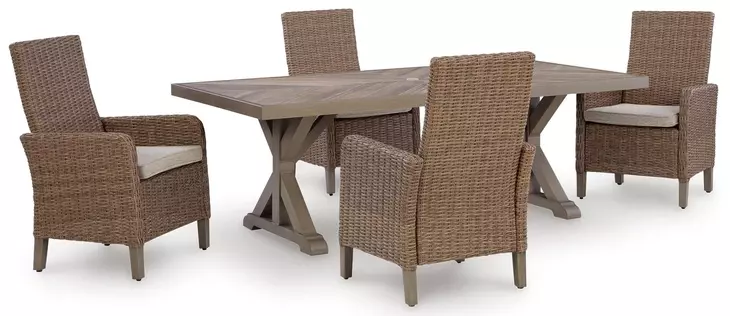 Revare Beach Beige 5-Piece Patio Dining Set with 4 Arm Chairs