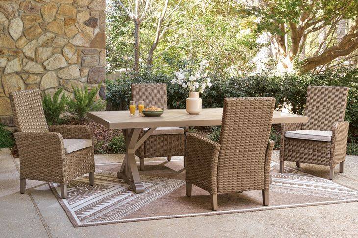 Revare Beach Beige 5-Piece Patio Dining Set with 4 Arm Chairs