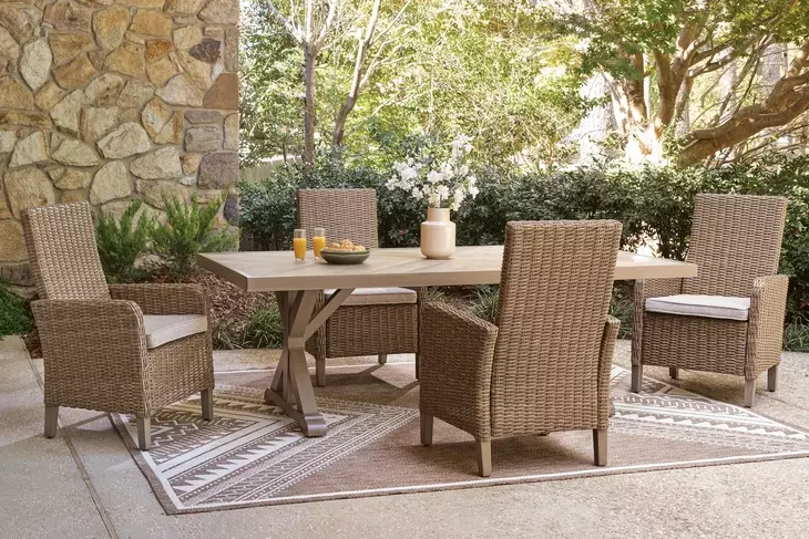 Revare Beach Beige 5-Piece Patio Dining Set with 4 Arm Chairs