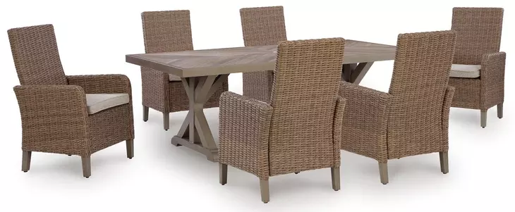 Revare Beach Beige 7-Piece Patio Dining Set with 6 Arm Chairs