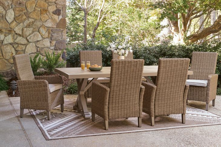 Revare Beach Beige 7-Piece Patio Dining Set with 6 Arm Chairs