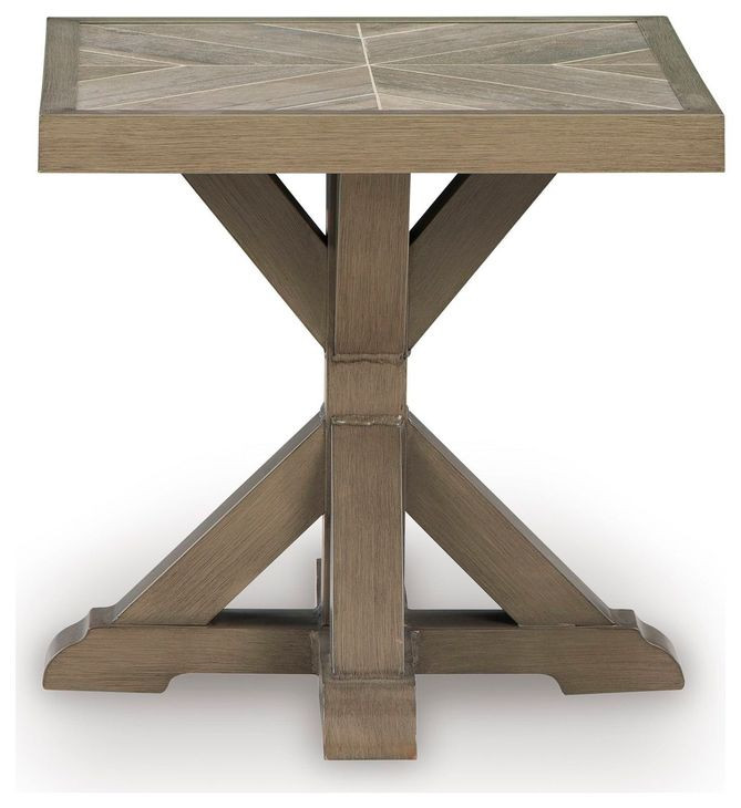Carmel Bay Beige Outdoor End Table