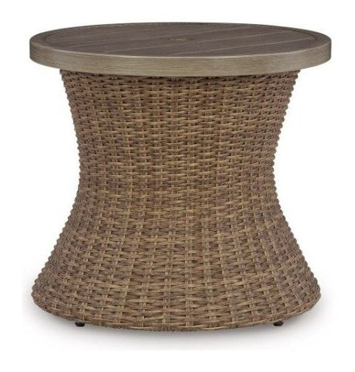 Revare Beach Beige Round Outdoor End Table