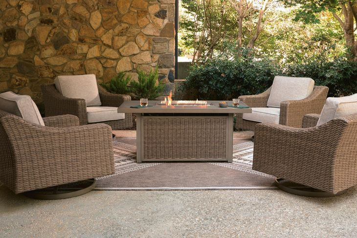 Revare Beach Beige 5-Piece Outdoor Fire Pit Set