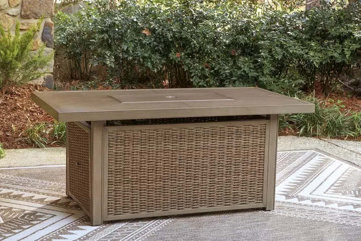 Carmel Bay Beige Outdoor Fire Pit Table