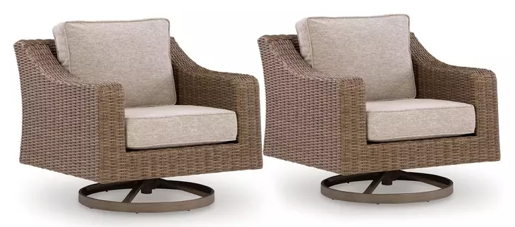 Revare Beach Beige Outdoor Swivel Lounge Chair Set of 2