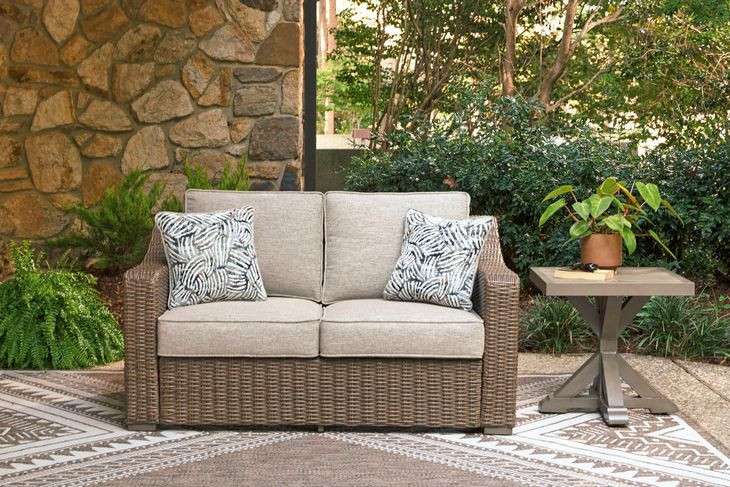 Carmel Bay Beige Outdoor Loveseat with Cushion