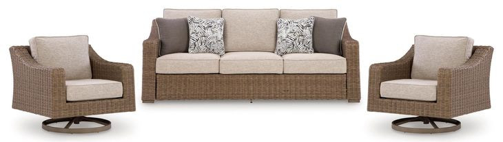 Revare Beach Beige 3-Piece Patio Conversation Set with Sofa, Loveseat and Coffee Table