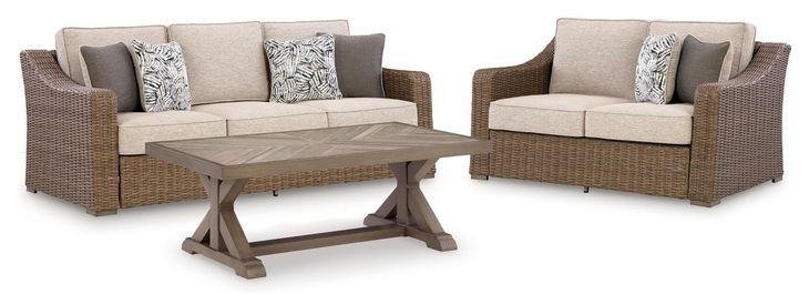 Revare Beach Beige 3-Piece Patio Conversation Set with Sofa, Loveseat and Lounge Chair