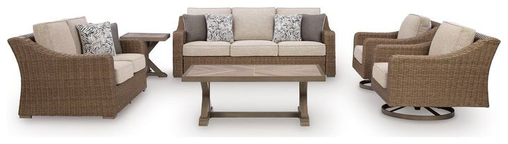 Carmel Bay Beige Outdoor Loveseat with Cushion