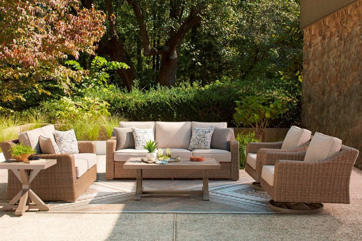 Carmel Bay Beige Outdoor Sofa with Cushion