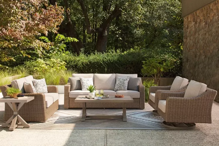 Carmel Bay Beige Swivel Lounge with Cushion