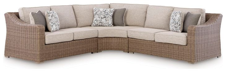 Carmel Bay Beige Performance Fabric 3 Piece Outdoor Modular Sectional