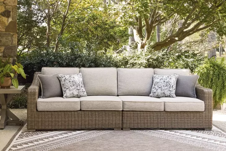 Revare Beach Beige Outdoor 2-Piece 109" Modular Sofa