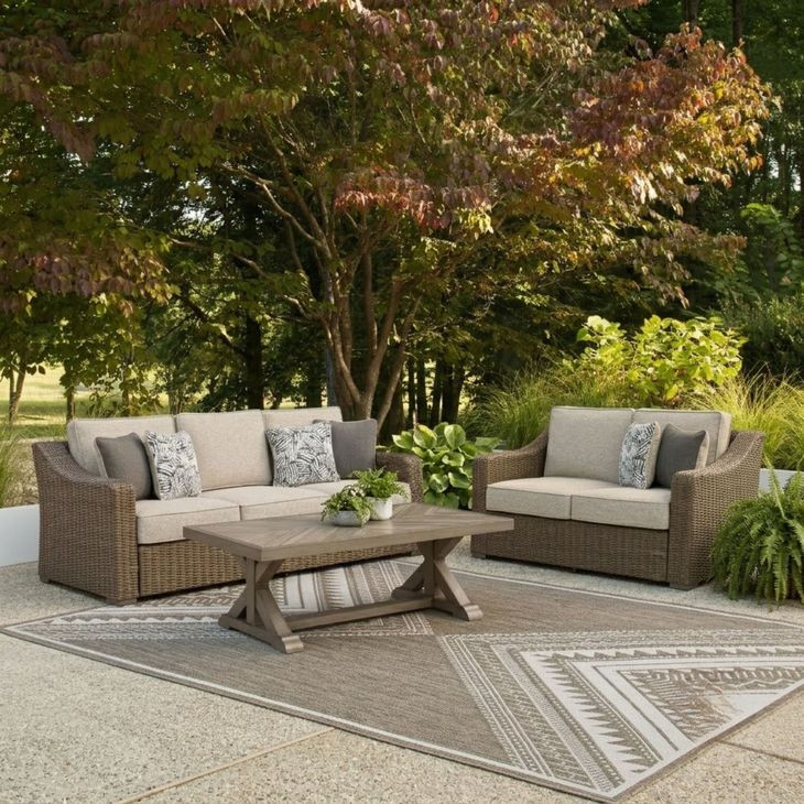 Revare Beach Beige 3-Piece Patio Conversation Set with Sofa, Loveseat and Lounge Chair