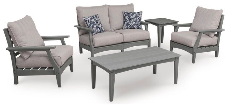 Lone View Bay Gray Performance Fabric 54" Outdoor Loveseat with Cushion