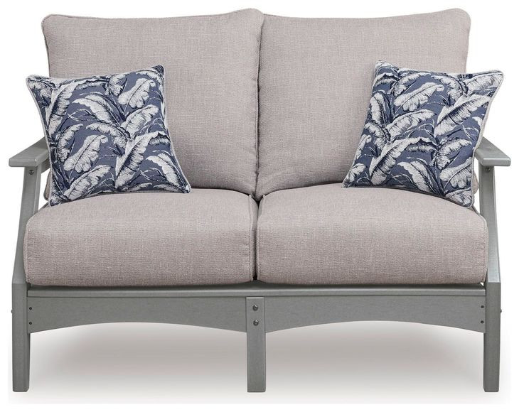 Lone View Bay Gray Performance Fabric 54" Outdoor Loveseat with Cushion
