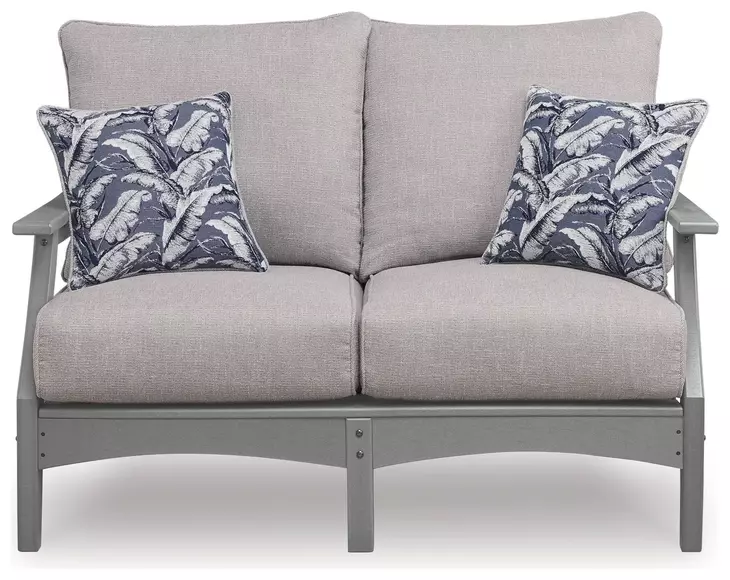 Lone View Bay Gray Performance Fabric 54" Outdoor Loveseat with Cushion