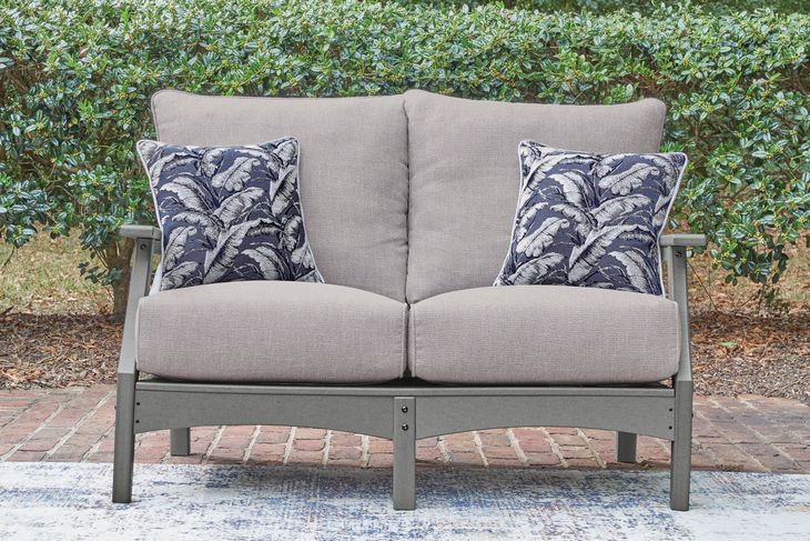 Lone View Bay Gray Performance Fabric 54" Outdoor Loveseat with Cushion