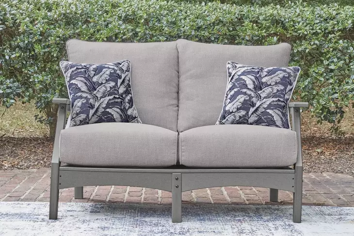 Lone View Bay Gray Performance Fabric 54" Outdoor Loveseat with Cushion