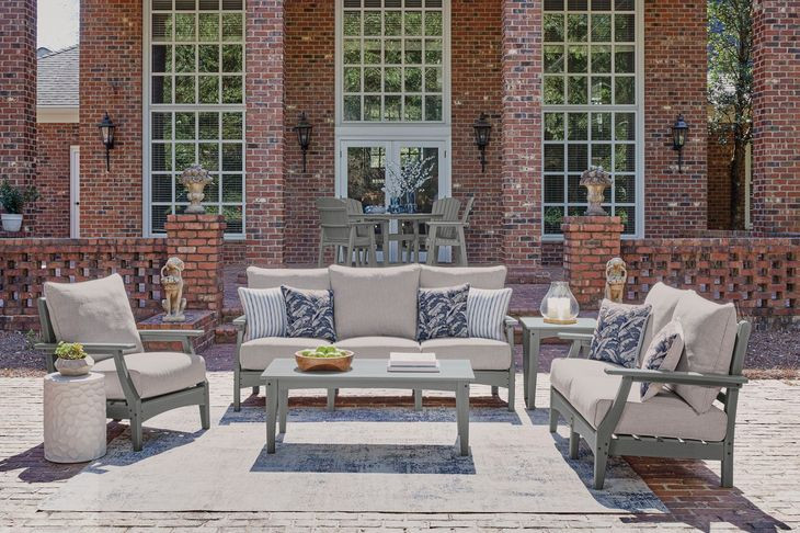 Lone View Bay Gray Performance Fabric Outdoor Living Room Set