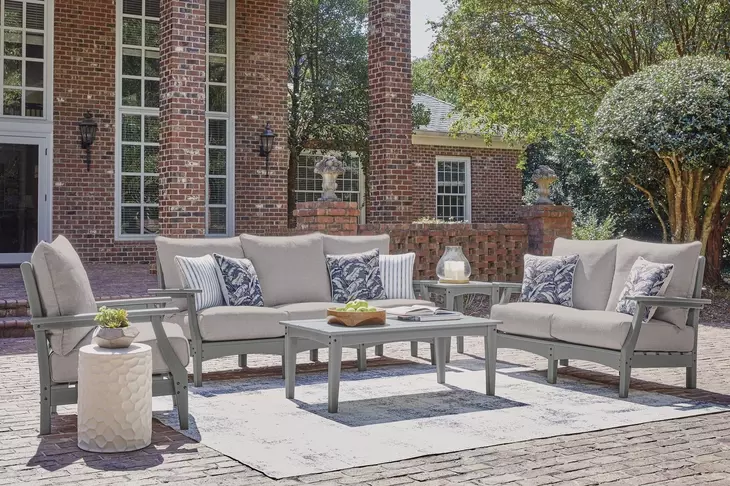 Lone View Bay Gray Performance Fabric Outdoor Living Room Set